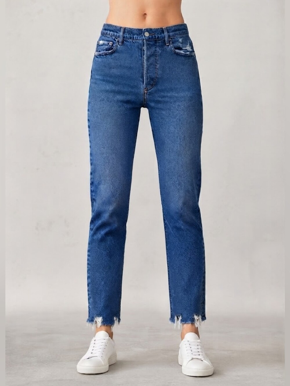 AGOLDE Nico Mid Rise Straight Ankle Jeans Women's Size 26 Distressed Frayed Hem